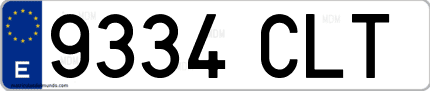 Ejemplo de matrícula de coche ordinaria 9334 CLT