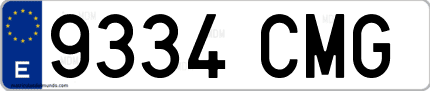 Ejemplo de matrícula de coche ordinaria 9334 CMG