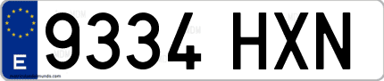 Ejemplo de matrícula de coche ordinaria 9334 HXN