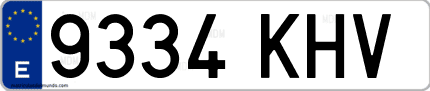 Ejemplo de matrícula de coche ordinaria 9334 KHV