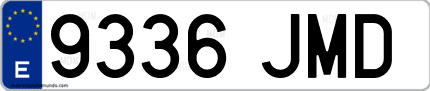 Ejemplo de matrícula de coche ordinaria 9336 JMD