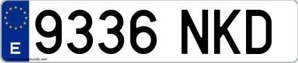 Ejemplo de matrícula española 9336 NKD