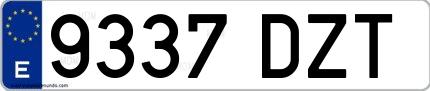 Ejemplo de matrícula española 9337 DZT