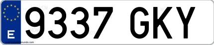 Ejemplo de matrícula española 9337 GKY