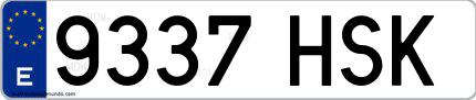 Ejemplo de matrícula española 9337 HSK