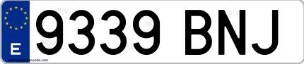Ejemplo de matrícula española 9339 BNJ