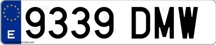 Ejemplo de matrícula española 9339 DMW