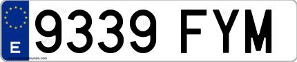 Ejemplo de matrícula de coche ordinaria 9339 FYM