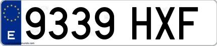 Ejemplo de matrícula española 9339 HXF