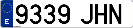 Ejemplo de matrícula de coche ordinaria 9339 JHN