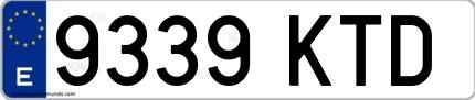 Ejemplo de matrícula española 9339 KTD