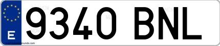 Ejemplo de matrícula española 9340 BNL