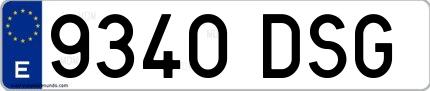 Ejemplo de matrícula española 9340 DSG