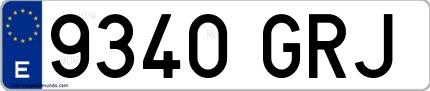Ejemplo de matrícula española 9340 GRJ