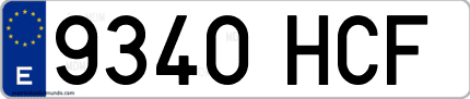 Ejemplo de matrícula de coche ordinaria 9340 HCF