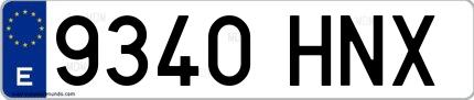 Ejemplo de matrícula española 9340 HNX