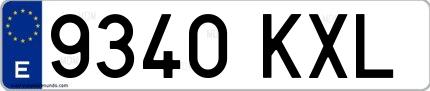 Ejemplo de matrícula española 9340 KXL