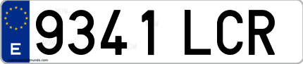 Ejemplo de matrícula de coche ordinaria 9341 LCR