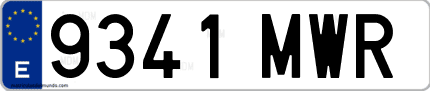 Ejemplo de matrícula de coche ordinaria 9341 MWR