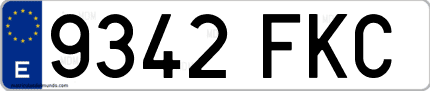 Ejemplo de matrícula de coche ordinaria 9342 FKC