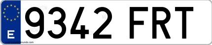 Ejemplo de matrícula de coche ordinaria 9342 FRT