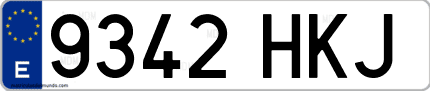Ejemplo de matrícula de coche ordinaria 9342 HKJ