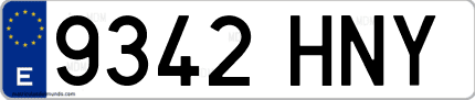 Ejemplo de matrícula de coche ordinaria 9342 HNY