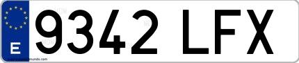 Ejemplo de matrícula española 9342 LFX