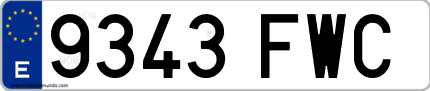Ejemplo de matrícula de coche ordinaria 9343 FWC