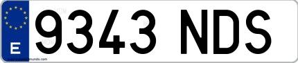 Ejemplo de matrícula española 9343 NDS