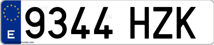 Ejemplo de matrícula de coche ordinaria 9344 HZK