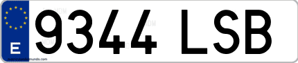 Ejemplo de matrícula de coche ordinaria 9344 LSB