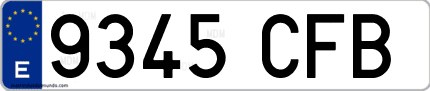 Ejemplo de matrícula de coche ordinaria 9345 CFB