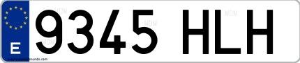 Ejemplo de matrícula española 9345 HLH