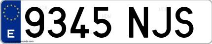 Ejemplo de matrícula española 9345 NJS