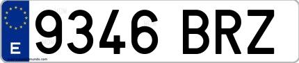 Ejemplo de matrícula española 9346 BRZ