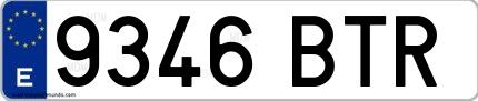 Ejemplo de matrícula española 9346 BTR