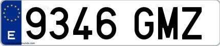Ejemplo de matrícula española 9346 GMZ