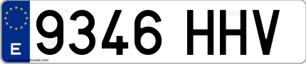 Ejemplo de matrícula de coche ordinaria 9346 HHV