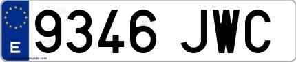 Ejemplo de matrícula española 9346 JWC