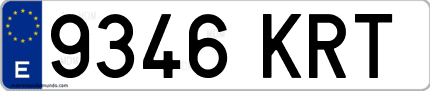 Ejemplo de matrícula de coche ordinaria 9346 KRT