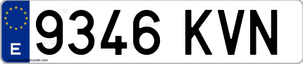 Ejemplo de matrícula de coche ordinaria 9346 KVN