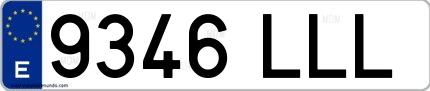 Ejemplo de matrícula española 9346 LLL