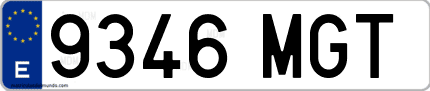 Ejemplo de matrícula de coche ordinaria 9346 MGT