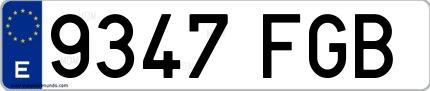 Ejemplo de matrícula española 9347 FGB