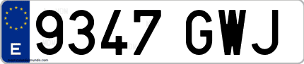 Ejemplo de matrícula de coche ordinaria 9347 GWJ