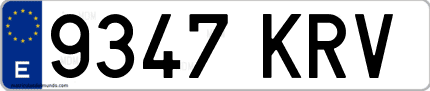 Ejemplo de matrícula de coche ordinaria 9347 KRV