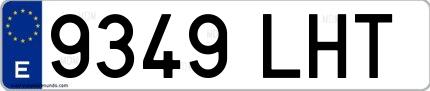 Ejemplo de matrícula española 9349 LHT