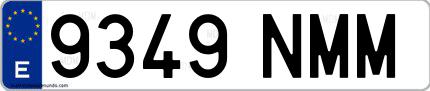 Ejemplo de matrícula española 9349 NMM