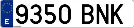 Ejemplo de matrícula española 9350 BNK